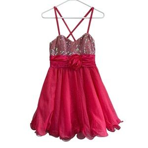 Xtraordinary Hot Pink Sequin Cross Strap Dress. Size 5